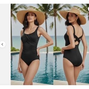 NWT Lands' End Women 1-Piece Swimsuit Sz 10Long Underwire Shaping Modest Classic